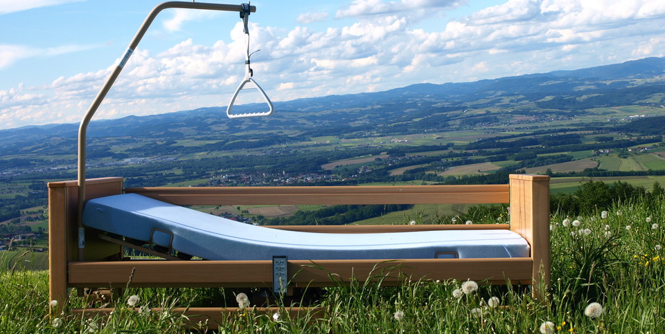 Das Pflegebett Michael Seidl Pflegebett in grüner Wiese